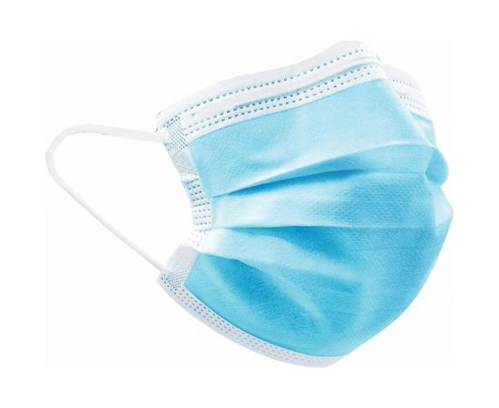 Одноразовая медицинская маска ГЕКСА комплект 100 шт, короб, 3-х слойный фильтр Смс, голубая 630850 – изображение 2