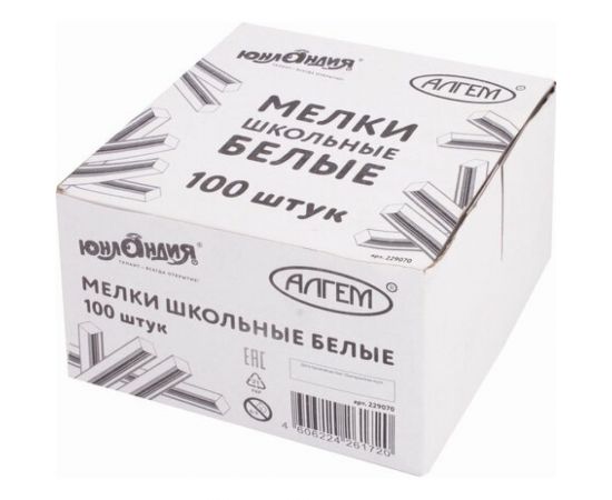 Натуральный мел ЮНЛАНДИЯ белый Алгем, набор 100 шт, квадратный 229070 – изображение 2