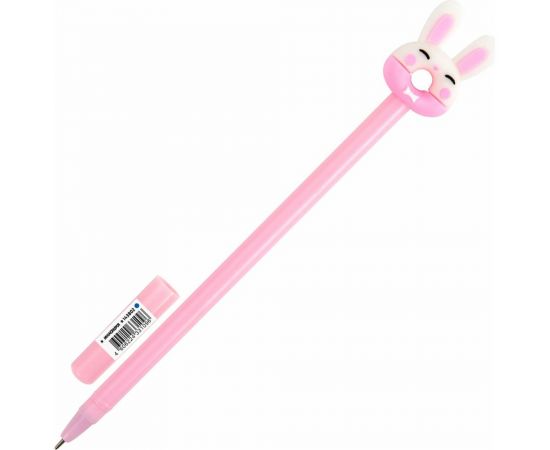 Шариковая ручка ЮНЛАНДИЯ с топпером Зайка-пончик корпус ассорти, синяя, 0.7 мм 143802 – изображение 2