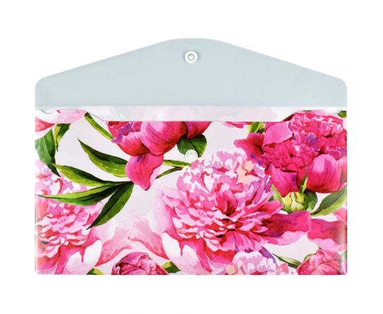 Папка для документов Феникс + НЕЖНЫЕ ЦВЕТЫ полипропилен, 26x14 см, 1 отделение, кнопка, УФ-печать 59368 – изображение 2