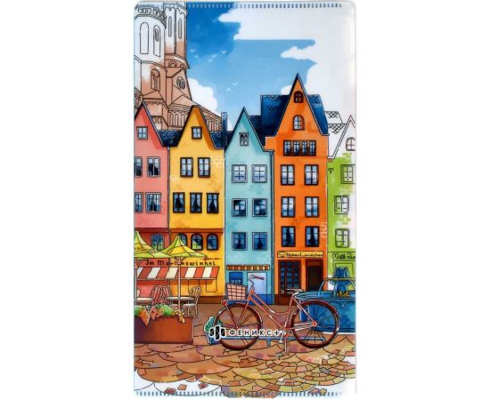 Папка для документов Феникс + Город полипропилен, 11x20.5 см, 1 отделение, 1 впаянный карман, 1 впаянный уголок, УФ-печать 53258 – изображение 2