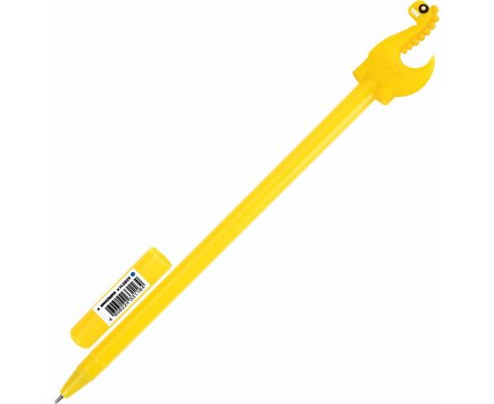 Шариковая ручка ЮНЛАНДИЯ Динозаврик с топпером, корпус ассорти, синяя, узел 0.7 мм 143809 – изображение 2