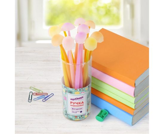 Фигурная шариковая ручка ЮНЛАНДИЯ Гриб силиконовый корпус, ассорти, синяя, узел 0.7 мм 143796 – изображение 3