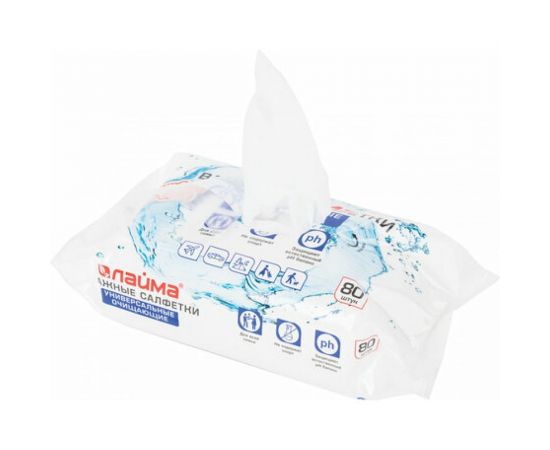 Влажные салфетки ЛАЙМА универсальные очищающие для всей семьи, 80 шт. 128080 – изображение 3