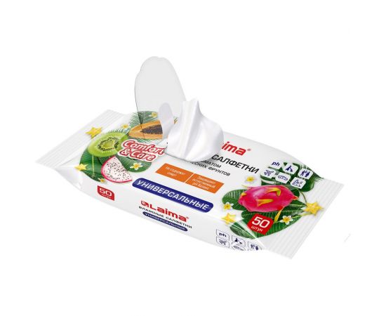 Влажные салфетки ЛАЙМА универсальные очищающие для всей семьи, тропические фрукты 50 шт. 128076 – изображение 3