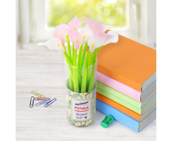 Фигурная шариковая ручка ЮНЛАНДИЯ Цветок силиконовый корпус, ассорти, синяя, узел 0.7 мм 143797 – изображение 3