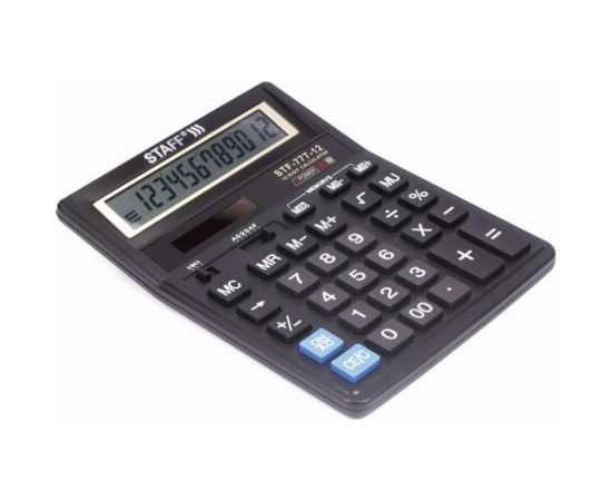 Настольный калькулятор STAFF STF-777, 12 разрядов, двойное питание, 210x165мм, черный 250458 – изображение 3