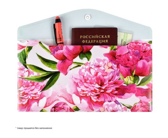 Папка для документов Феникс + НЕЖНЫЕ ЦВЕТЫ полипропилен, 26x14 см, 1 отделение, кнопка, УФ-печать 59368 – изображение 3