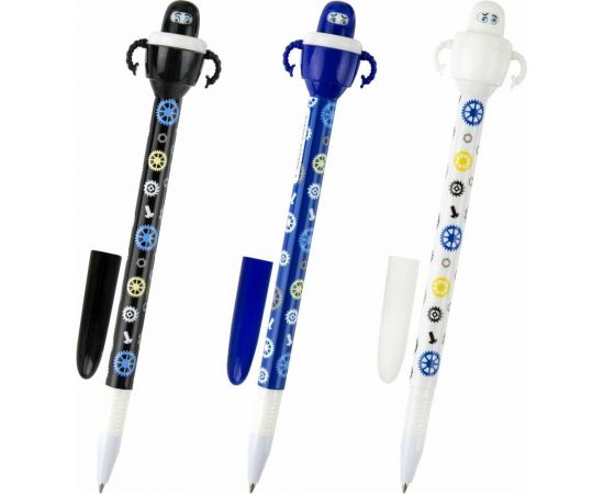 Фигурная шариковая ручка ЮНЛАНДИЯ Робот корпус ассорти, синяя, узел 0.7 мм 143790 – изображение 3