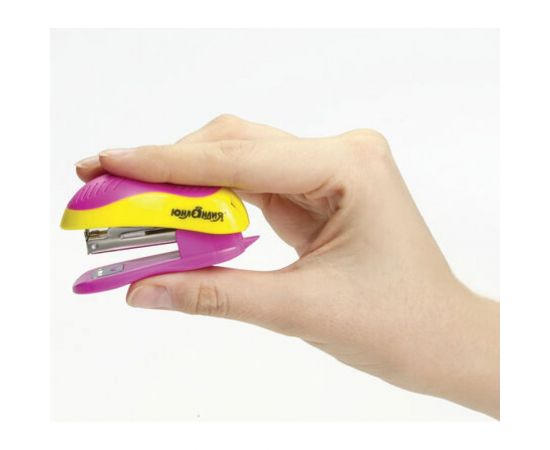 Степлер ЮНЛАНДИЯ МИНИ №10, до 15 листов, с антистеплером, желто-розовый 228491 – изображение 3