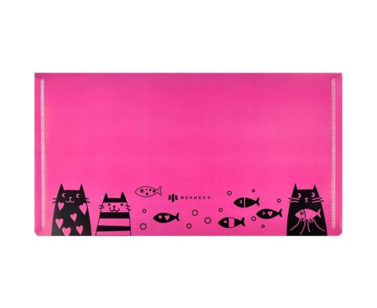 Папка для документов Феникс + КОТЫ С РЫБКАМИ полипропилен, 26x14 см, 1 отделение, кнопка, УФ-печать 59373 – изображение 4
