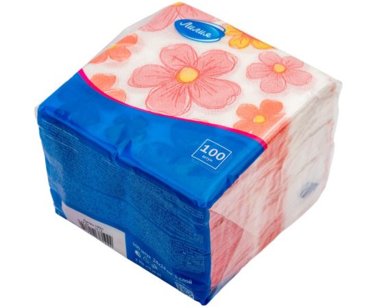 Салфетки бумажные 24x24 с рисунком Ситец 1слой 100листов Лилия 1022 – изображение 4