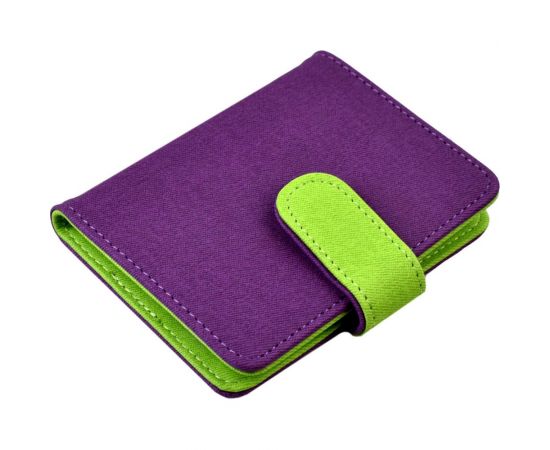 Визитница Феникс + Джинс фиолетовый, салатовый, 110x80 мм, 16 односторонних карманов, ПВХ, застежка - скрытая кнопка 45955 – изображение 4