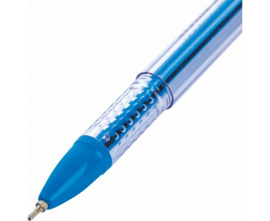 Шариковая ручка ЮНЛАНДИЯ STAR масляная, синяя, прозрачный корпус, 0.7 мм, линия 0.35 мм 143010 – изображение 4
