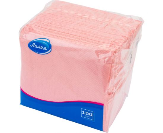 Бумажные салфетки Лилия 24x24, розовый, 1 слой, 100 листов 749 – изображение 4