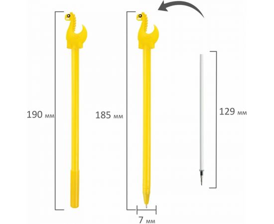 Шариковая ручка ЮНЛАНДИЯ Динозаврик с топпером, корпус ассорти, синяя, узел 0.7 мм 143809 – изображение 4