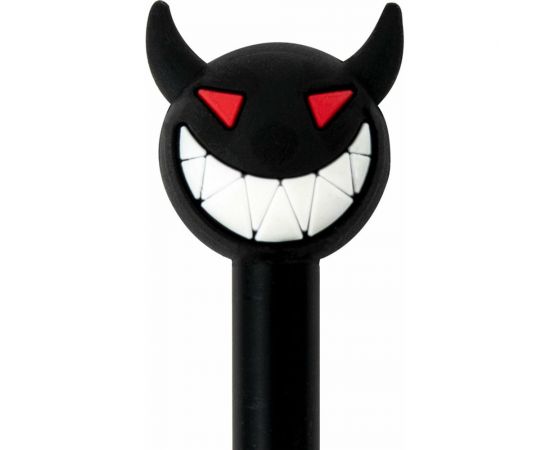 Шариковая ручка ЮНЛАНДИЯ Чертёнок с топпером, корпус ассорти, синяя, узел 0.7 мм 143812 – изображение 4