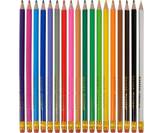 Набор цветных карандашей Каляка-Маляка 18 цветов, стираемые, с ластиком, трехгранные, пластик ККМП18 – изображение 4