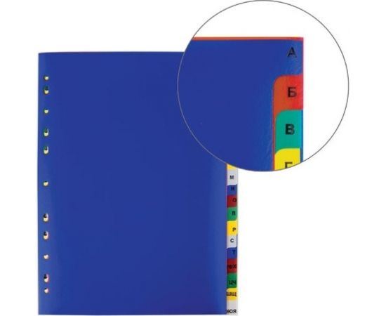 Пластиковый разделитель ОФИСМАГ А4, 20 листов, алфавитный А-я, оглавление, цветной 225619 – изображение 4