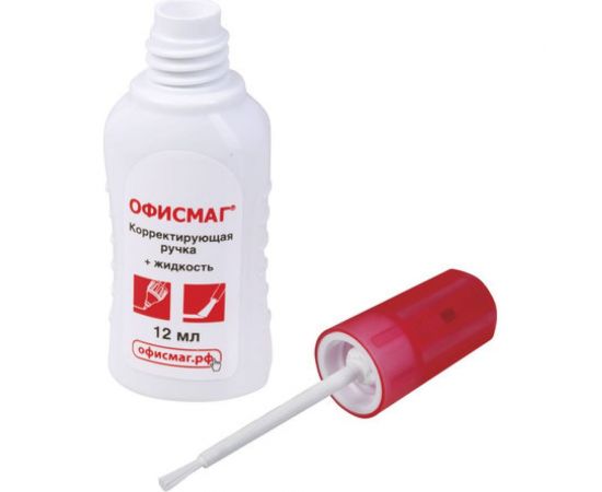 Ручка-корректор и корректирующая жидкость ОФИСМАГ 12 мл, 2 в 1: металлический наконечник и кисточка 225218 – изображение 4