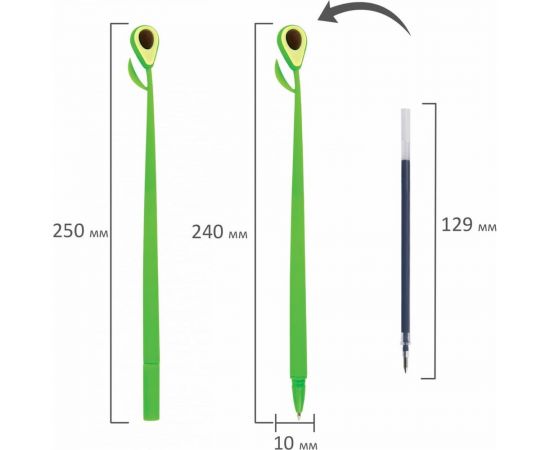 Фигурная шариковая ручка ЮНЛАНДИЯ Авокадо мягкий силиконовый корпус, синяя, узел 0.7 мм 143794 – изображение 5