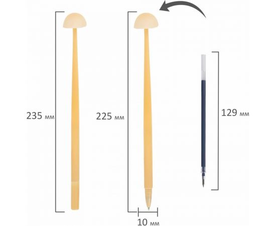 Фигурная шариковая ручка ЮНЛАНДИЯ Гриб силиконовый корпус, ассорти, синяя, узел 0.7 мм 143796 – изображение 5