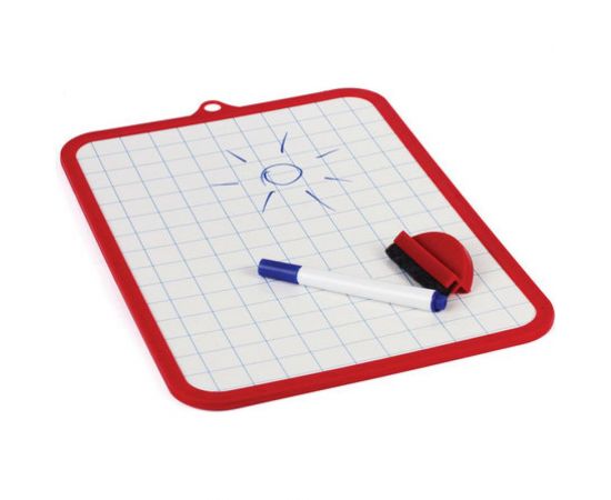 Двусторонняя доска для рисования ПИФАГОР с маркером и губкой 185х260 мм, клетка, подвес 236897 – изображение 5