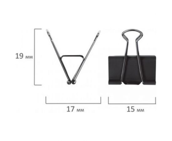 Зажимы для бумаг ОФИСМАГ комплект 12 шт, 15 мм, на 45 листов, черные, картонная коробка 226762 – изображение 5