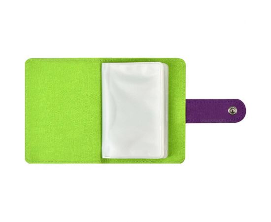 Визитница Феникс + Джинс фиолетовый, салатовый, 110x80 мм, 16 односторонних карманов, ПВХ, застежка - скрытая кнопка 45955 – изображение 6