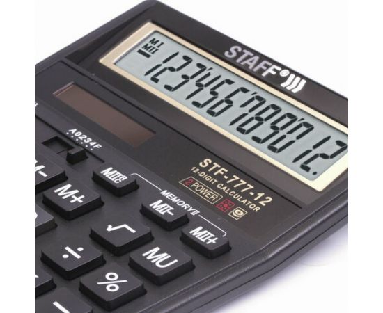 Настольный калькулятор STAFF STF-777, 12 разрядов, двойное питание, 210x165мм, черный 250458 – изображение 6