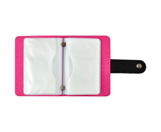 Визитница Феникс + Джинс графитовый, малиновый, 110x80 мм, 16 односторонних карманов, ПВХ, застежка - скрытая кнопка 45954 – изображение 7