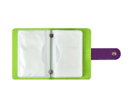 Визитница Феникс + Джинс фиолетовый, салатовый, 110x80 мм, 16 односторонних карманов, ПВХ, застежка - скрытая кнопка 45955 – изображение 7