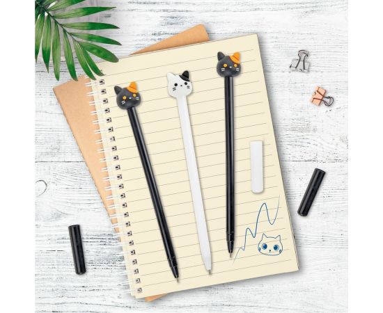 Шариковая ручка ЮНЛАНДИЯ с топпером Кошка корпус ассорти, синяя, узел 0.7 мм 143804 – изображение 7