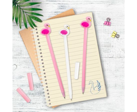 Шариковая ручка ЮНЛАНДИЯ Лебедь с топпером корпус ассорти, синяя, узел 0.7 мм 143801 – изображение 7