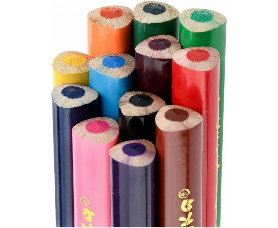 Набор цветных карандашей Каляка-Маляка 12 цветов, трехгранные, укороченные, толстые, 3+ КТТКМ12 – изображение 8