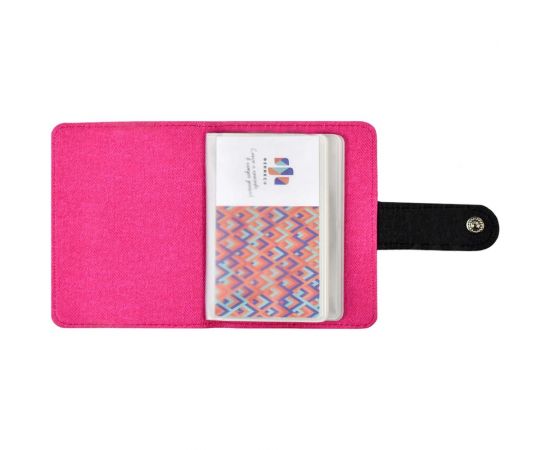 Визитница Феникс + Джинс графитовый, малиновый, 110x80 мм, 16 односторонних карманов, ПВХ, застежка - скрытая кнопка 45954 – изображение 8