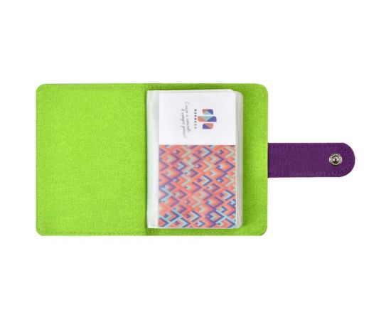 Визитница Феникс + Джинс фиолетовый, салатовый, 110x80 мм, 16 односторонних карманов, ПВХ, застежка - скрытая кнопка 45955 – изображение 8