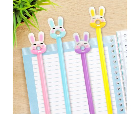 Шариковая ручка ЮНЛАНДИЯ с топпером Зайка-пончик корпус ассорти, синяя, 0.7 мм 143802 – изображение 8