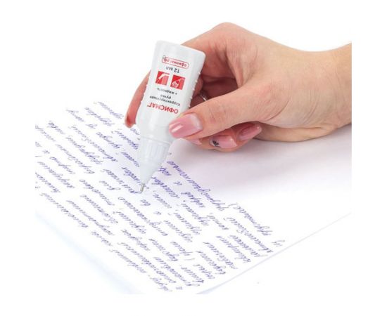 Ручка-корректор и корректирующая жидкость ОФИСМАГ 12 мл, 2 в 1: металлический наконечник и кисточка 225218 – изображение 8