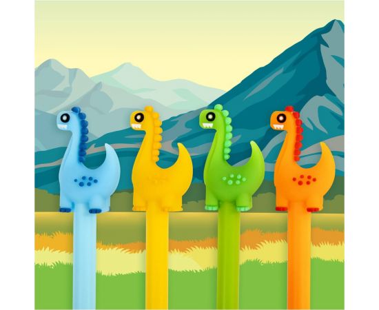 Шариковая ручка ЮНЛАНДИЯ Динозаврик с топпером, корпус ассорти, синяя, узел 0.7 мм 143809 – изображение 8