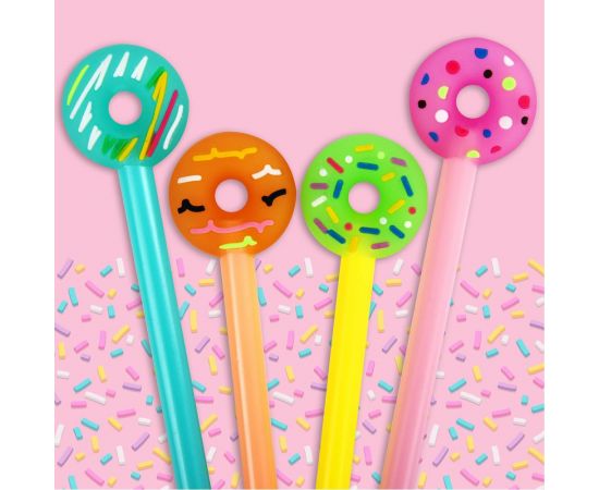 Шариковая ручка ЮНЛАНДИЯ Пончик с топпером, корпус ассорти, синяя, узел 0.7 мм 143799 – изображение 9