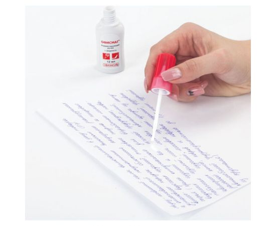 Ручка-корректор и корректирующая жидкость ОФИСМАГ 12 мл, 2 в 1: металлический наконечник и кисточка 225218 – изображение 9