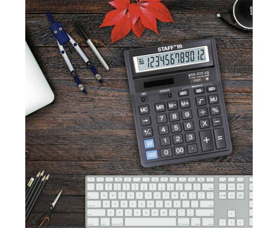 Настольный калькулятор STAFF STF-777, 12 разрядов, двойное питание, 210x165мм, черный 250458 – изображение 9