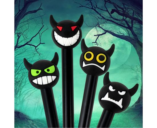 Шариковая ручка ЮНЛАНДИЯ Чертёнок с топпером, корпус ассорти, синяя, узел 0.7 мм 143812 – изображение 9