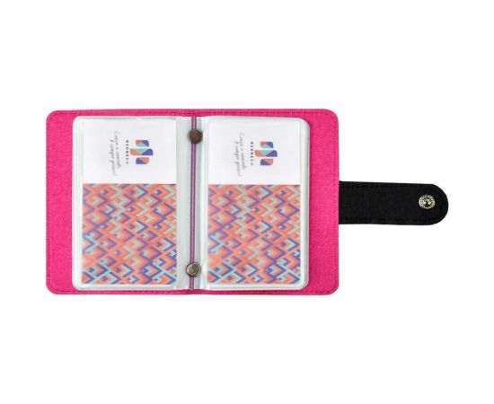 Визитница Феникс + Джинс графитовый, малиновый, 110x80 мм, 16 односторонних карманов, ПВХ, застежка - скрытая кнопка 45954 – изображение 9