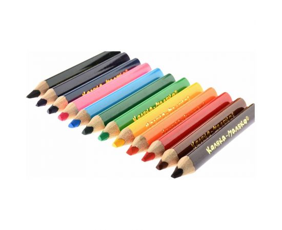 Набор цветных карандашей Каляка-Маляка 12 цветов, трехгранные, укороченные, толстые, 3+ КТТКМ12 – изображение 10