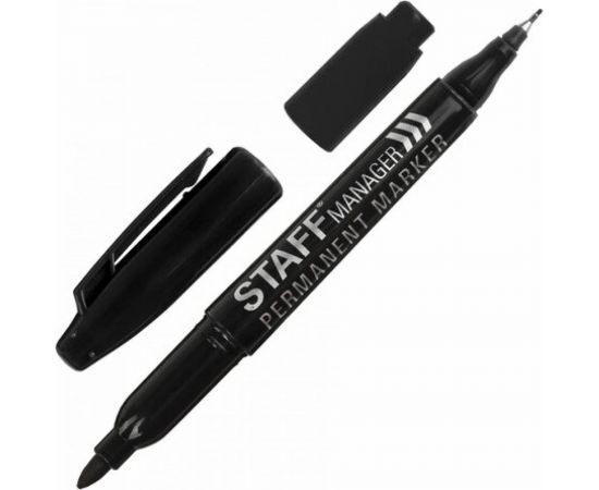 STAFF Маркер перманентный двусторонний Manager, ЧЕРНЫЙ, наконечники 0,8мм / 2,2мм, 151625 