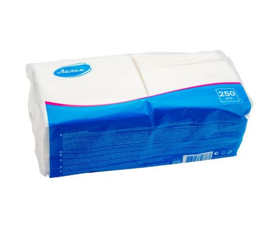 Салфетки бумажные 24x24 1слой 250листов Белый Лилия 951 