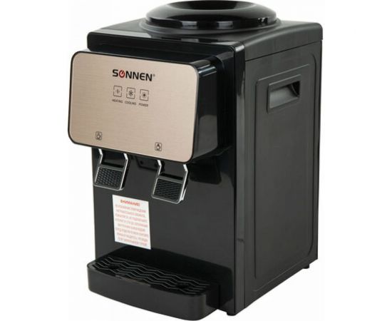 Кулер для воды SONNEN TSE-02BP, настольный, нагрев/охлаждение электронное, 2 крана, черный 455621 
