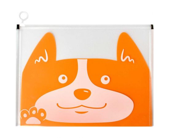 Папка для документов Феникс + КОРГИ А4, 32.5x25 см, 3 отделения, гибкая молния, разделитель пластиковый с вырубкой 58805 